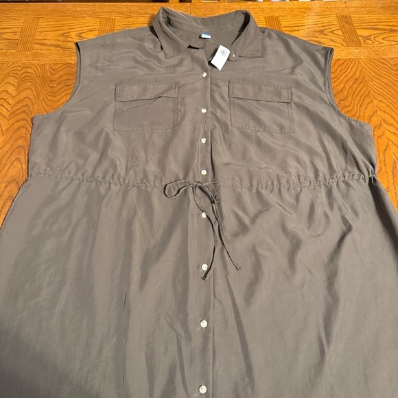 NEW Old Navy Waist Defined Collared Sleeveless Utility Midi Dress Army Green 2X - Picture 3 of 15